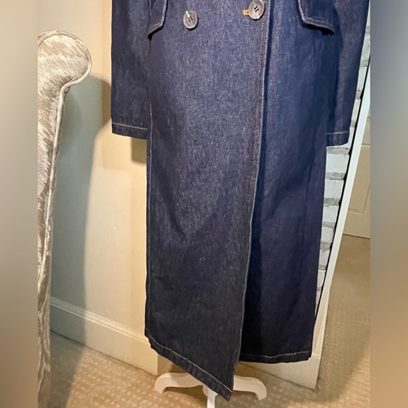 AVEC LES FILLES Tailored Double-Breasted Maxi, Denim Trench Coat, Sz. XS - Picture 8 of 16